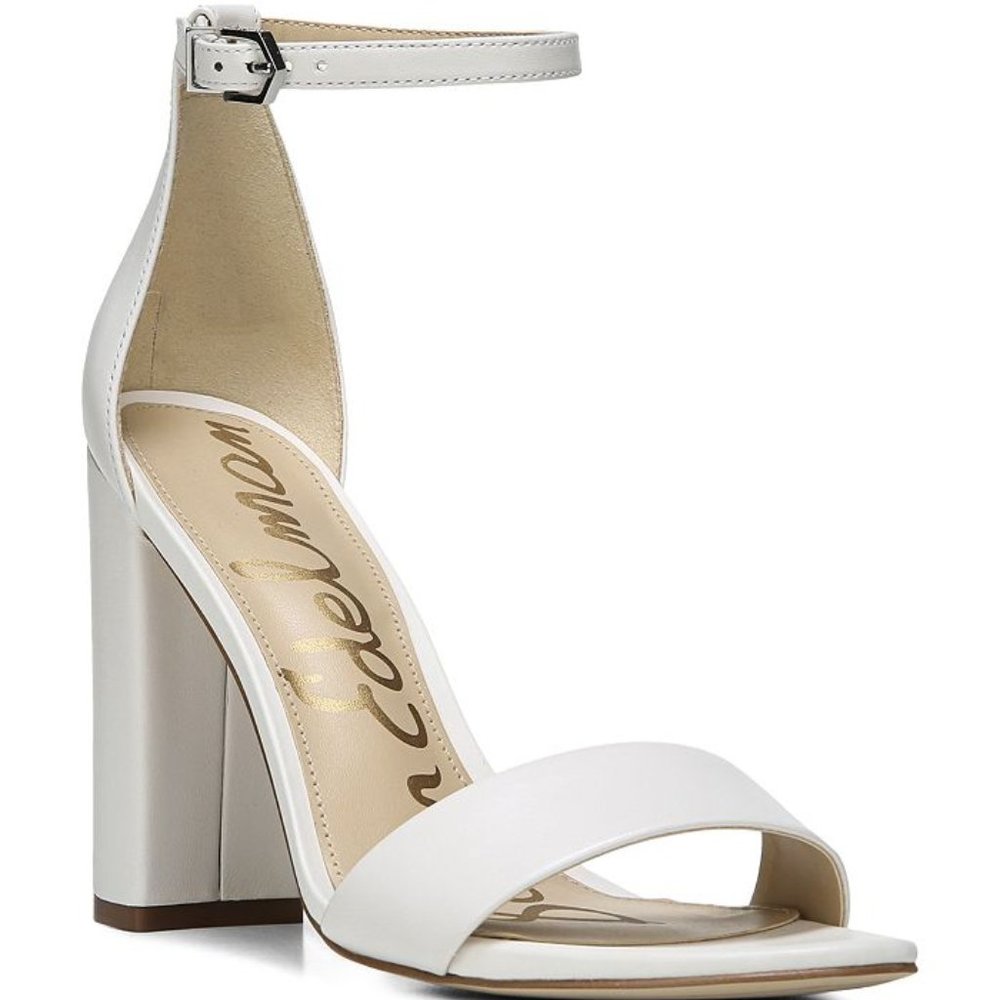 Sam Edelman - Daniella Leather Ankle Strap Block Heel Square Toe Dress Sandals